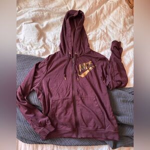 Nike Maroon Hooded Zip Sweatshirt with Gold Accents 0061